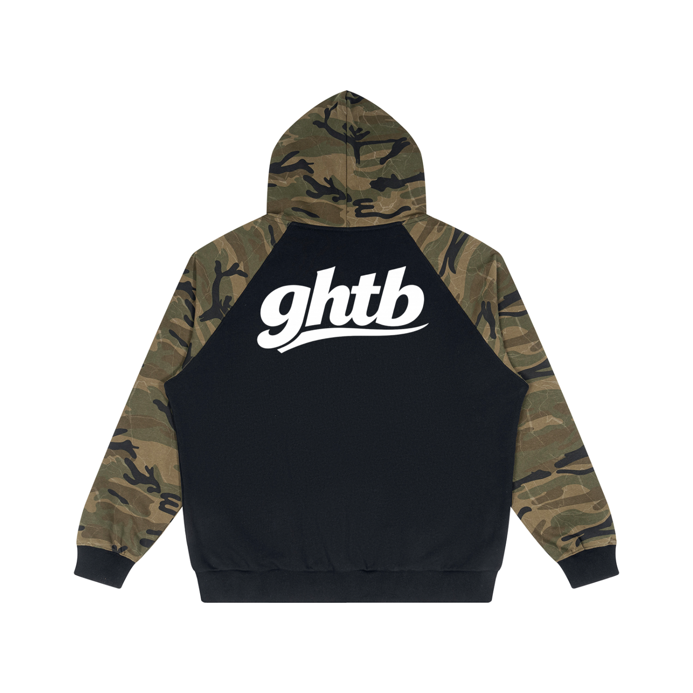 Unisex Camo-Splice Raglan Zip Hoodie