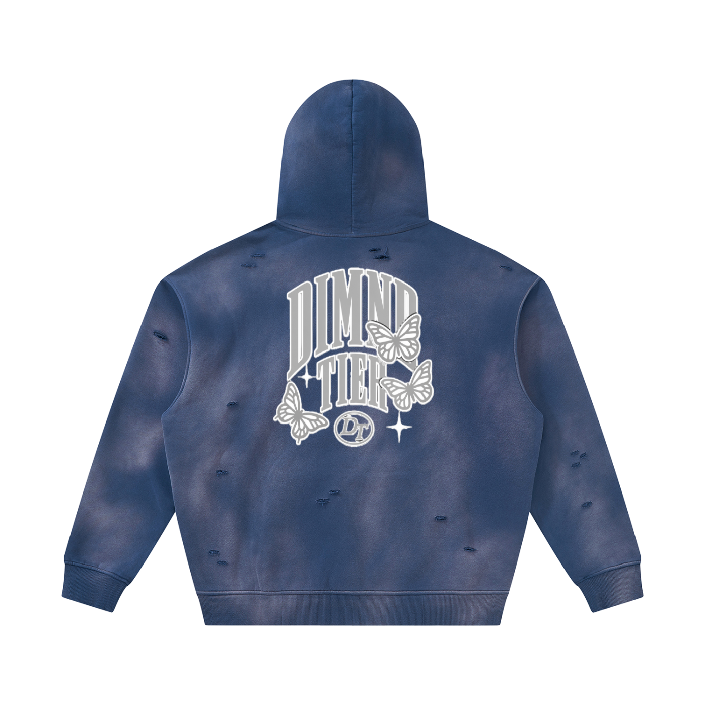 Unisex Sunfade Frayed Fleece Hoodie