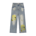 DIMND TIER Vintage Wash Distressed Denim Jeans