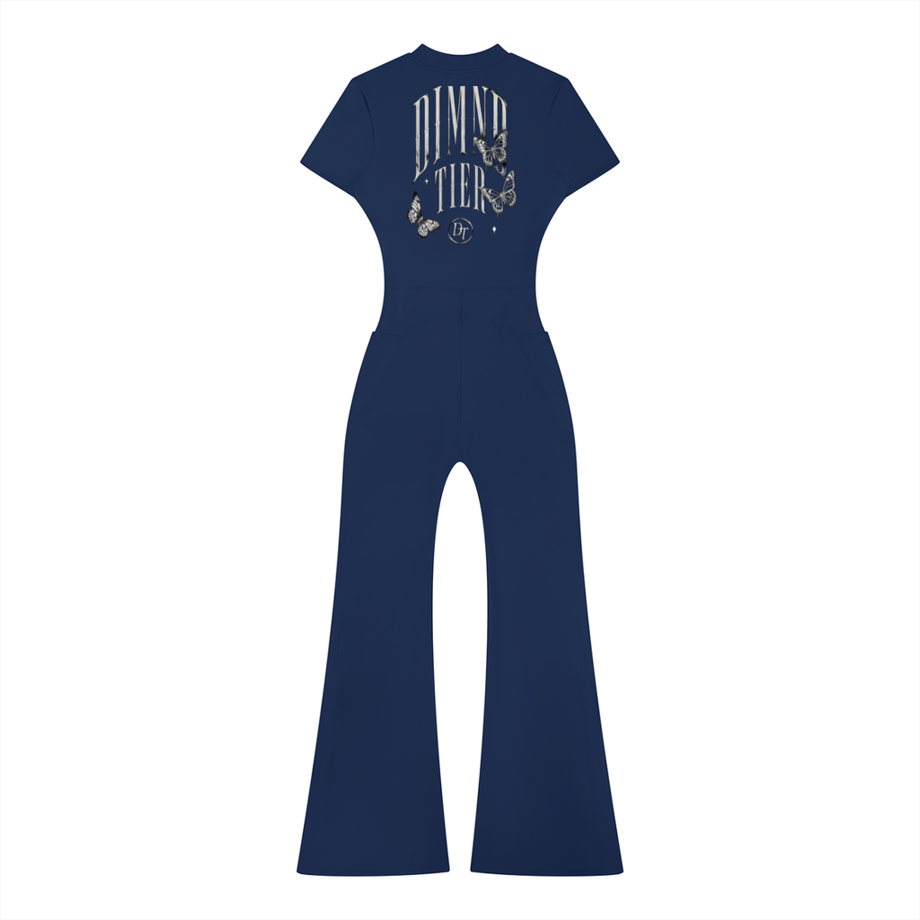Women’s Tight Flared Leg Quarter-Zip Jumpsuit