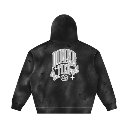 Unisex Sunfade Frayed Fleece Hoodie