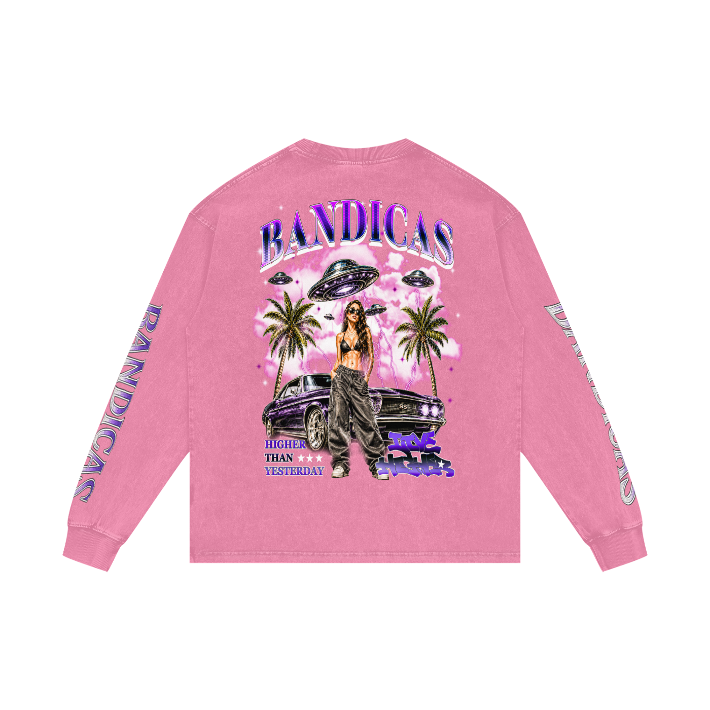 BANDICAS Acid Wash Oversize Long Sleeve T-Shirt