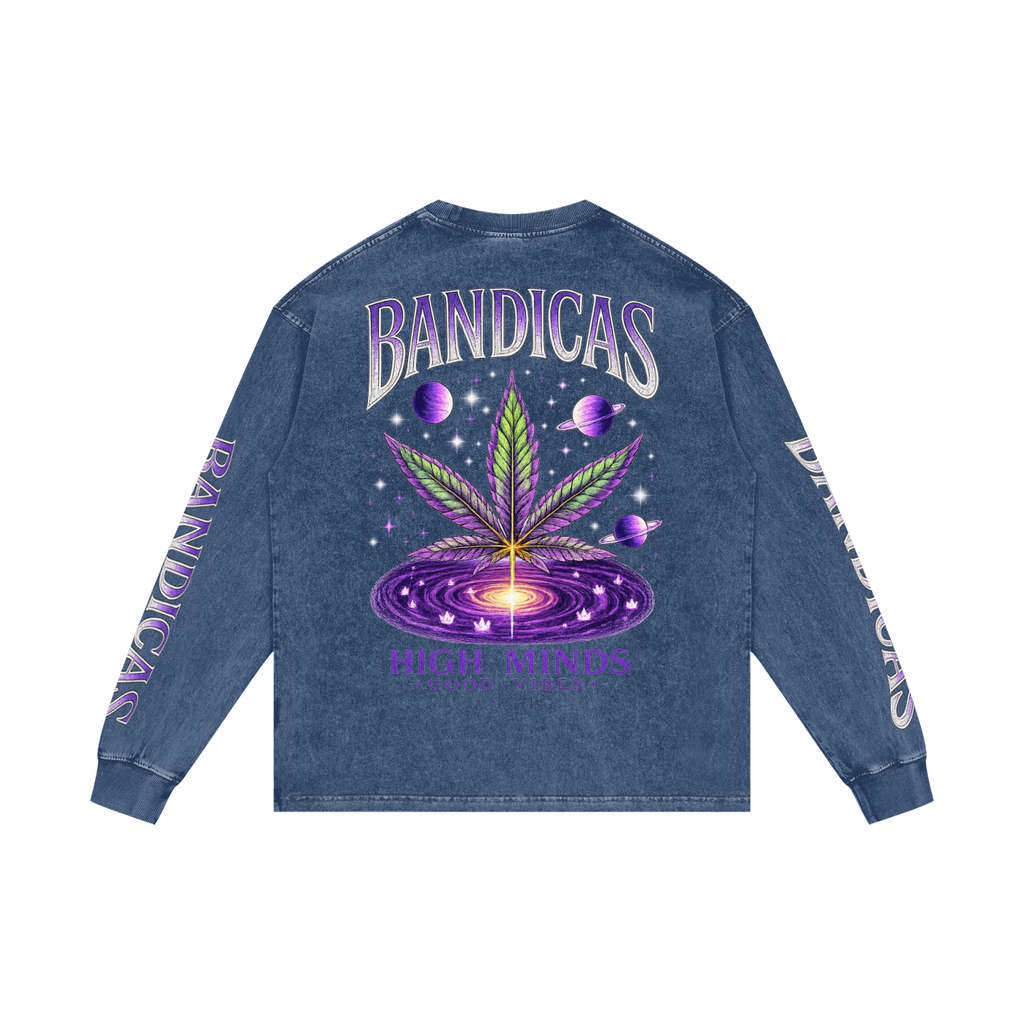 BANDICAS Acid Wash Oversize Long Sleeve T-Shirt