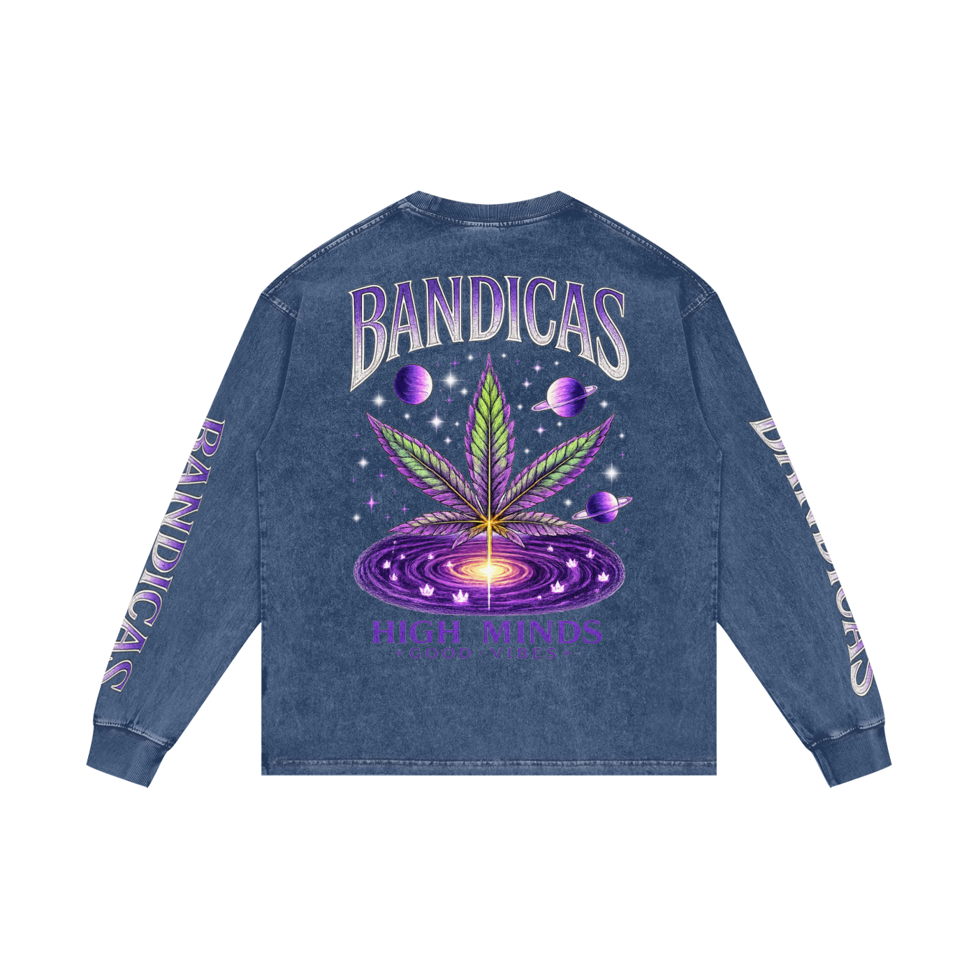 BANDICAS Acid Wash Oversize Long Sleeve T-Shirt