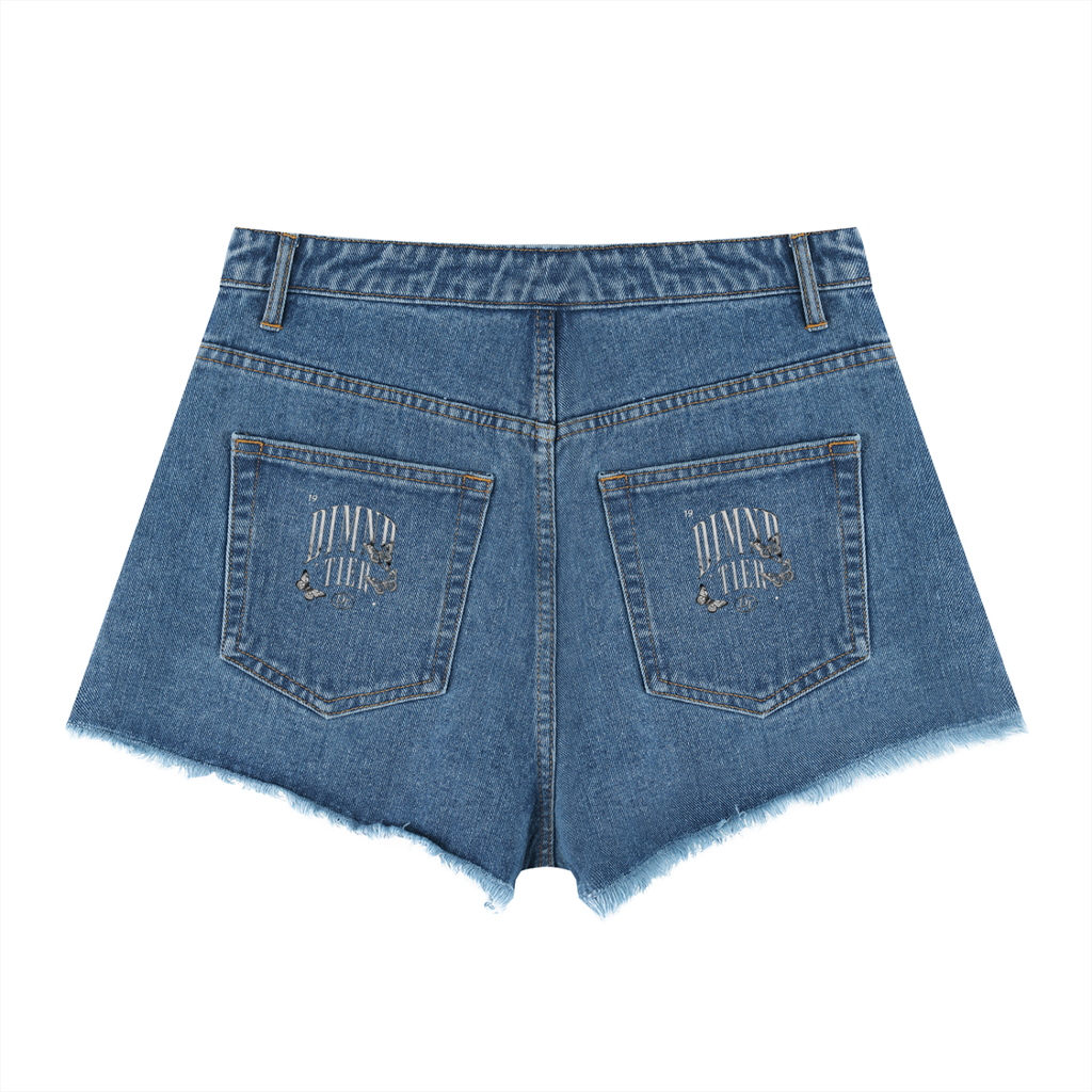 Dimnd Tier Vintage Wash High Rise Denim Shorts