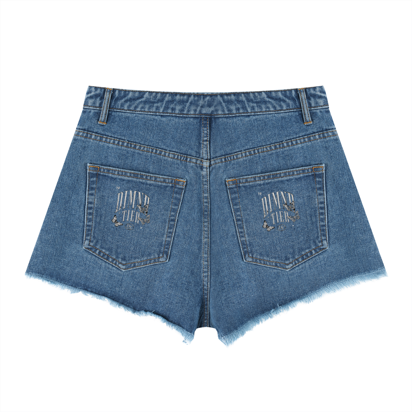 Dimnd Tier Vintage Wash High Rise Denim Shorts