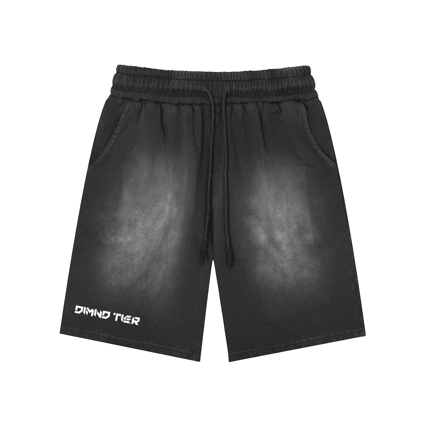Rectangle Patch Monkey Washed Shorts