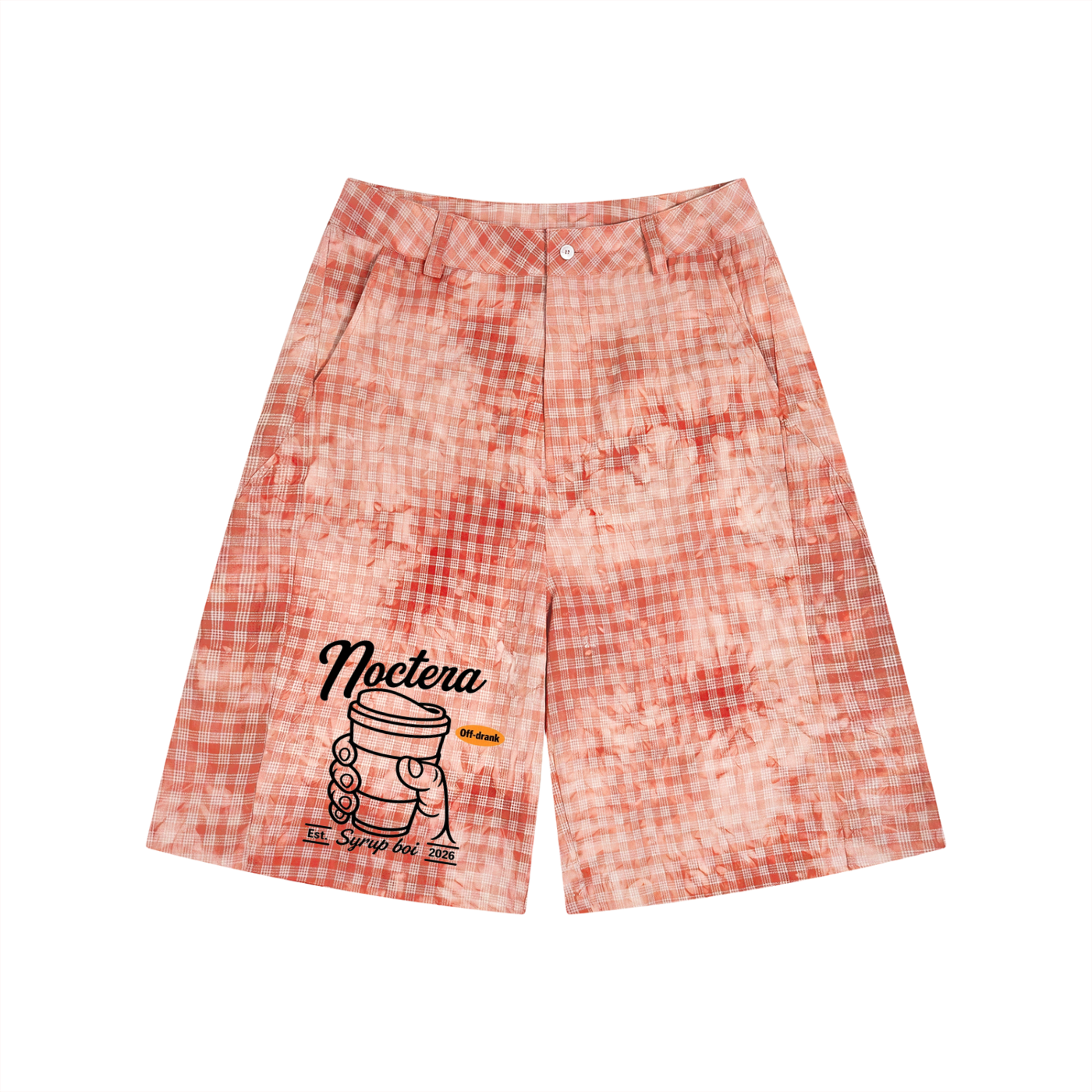 Unisex Vintage Wash Plaid Shorts