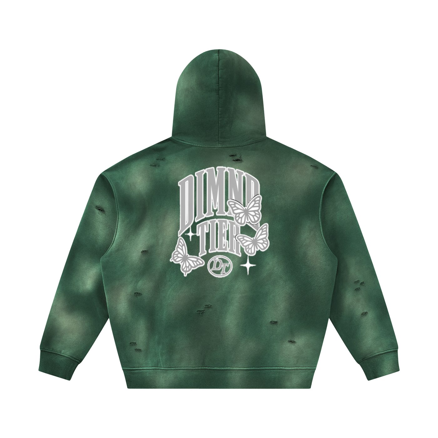 Unisex Sunfade Frayed Fleece Hoodie