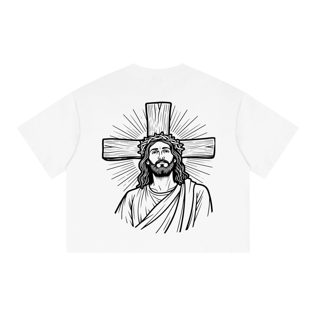 Unisex Boxy Drop Shoulder Crop T-Shirt