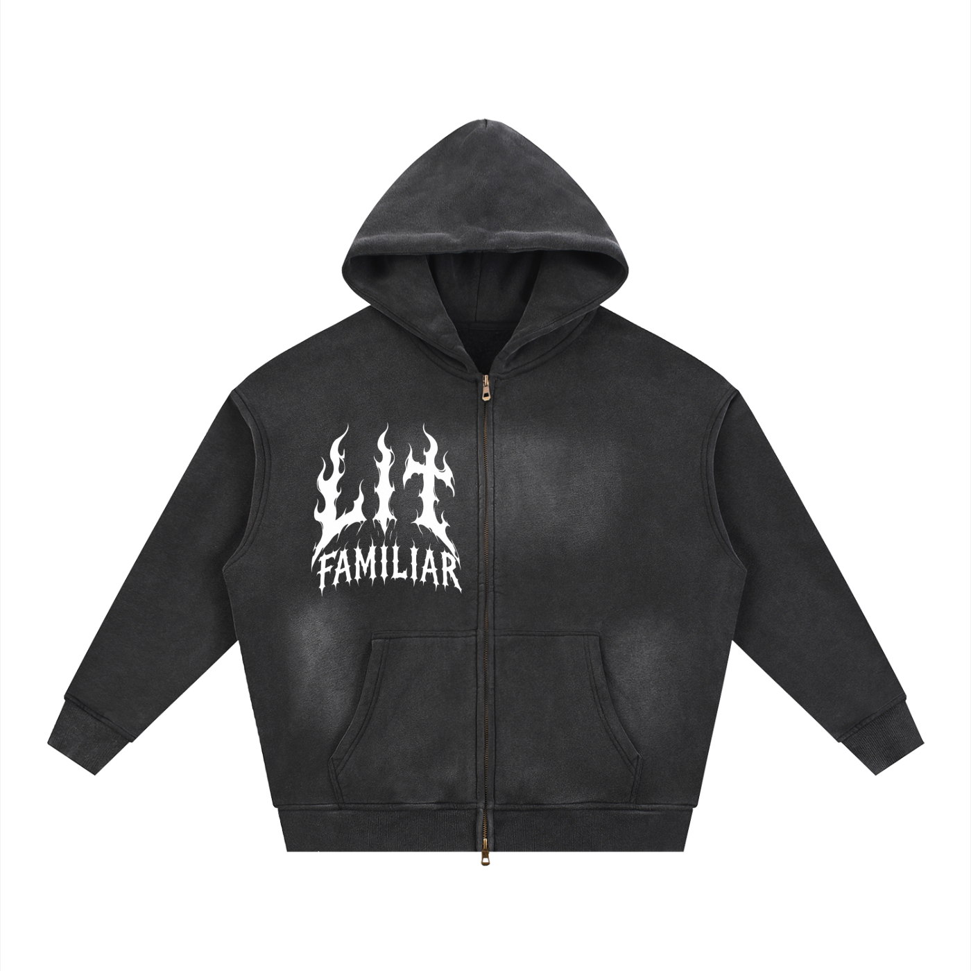 Sunfade Two-way Zipper Boxy Fleece Hoodie