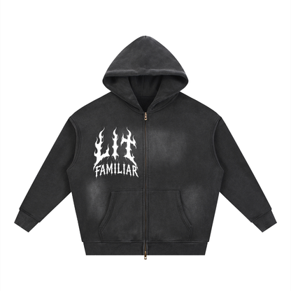 Sunfade Two-way Zipper Boxy Fleece Hoodie