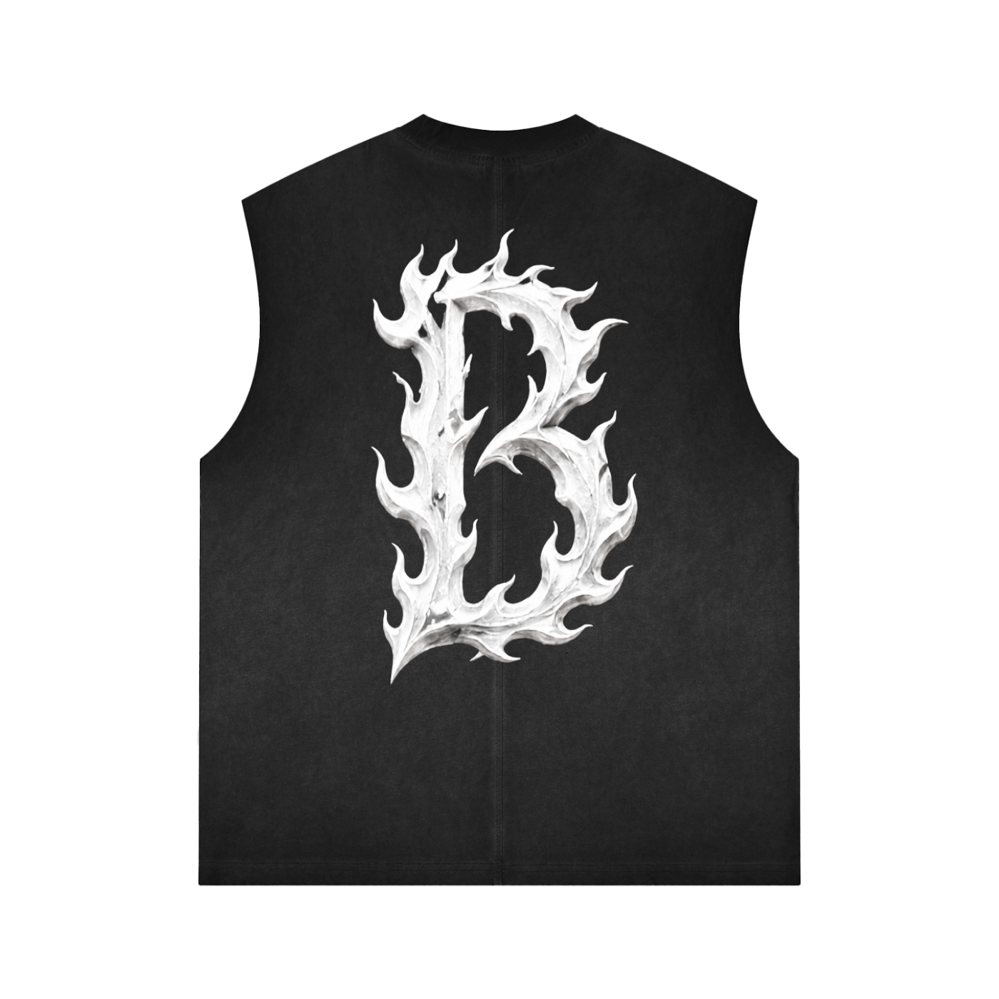 Flymoney Washed Vintage Tank Top big flamin B on back
