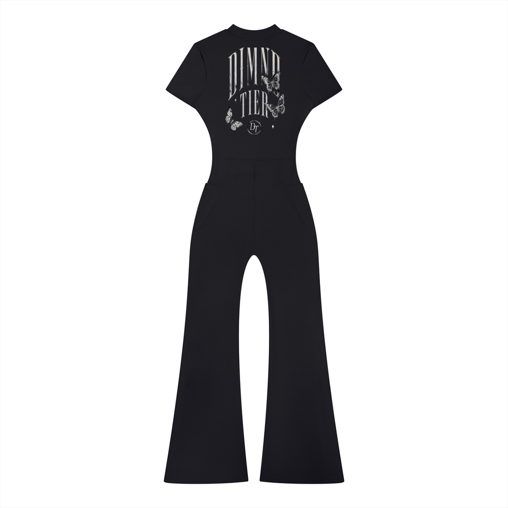 Women’s Tight Flared Leg Quarter-Zip Jumpsuit
