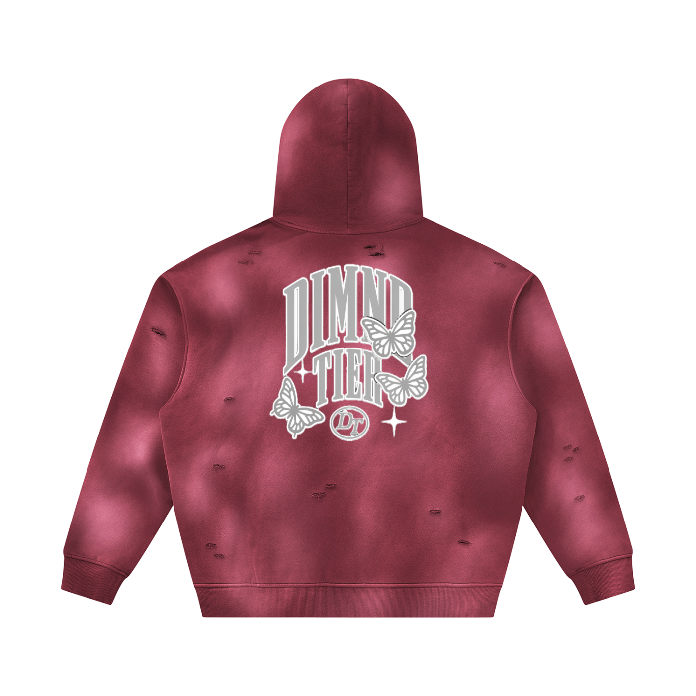 Unisex Sunfade Frayed Fleece Hoodie