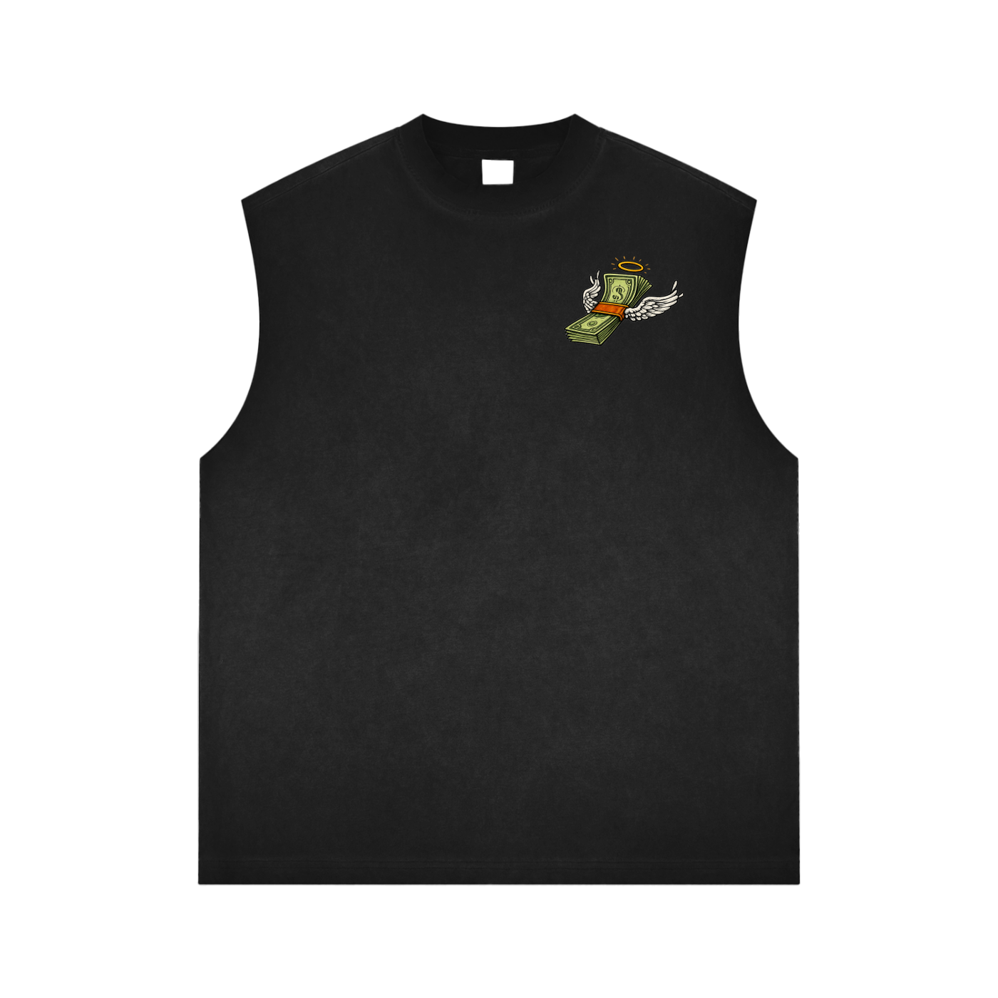 Flymoney Washed Vintage Tank Top big flamin B on back