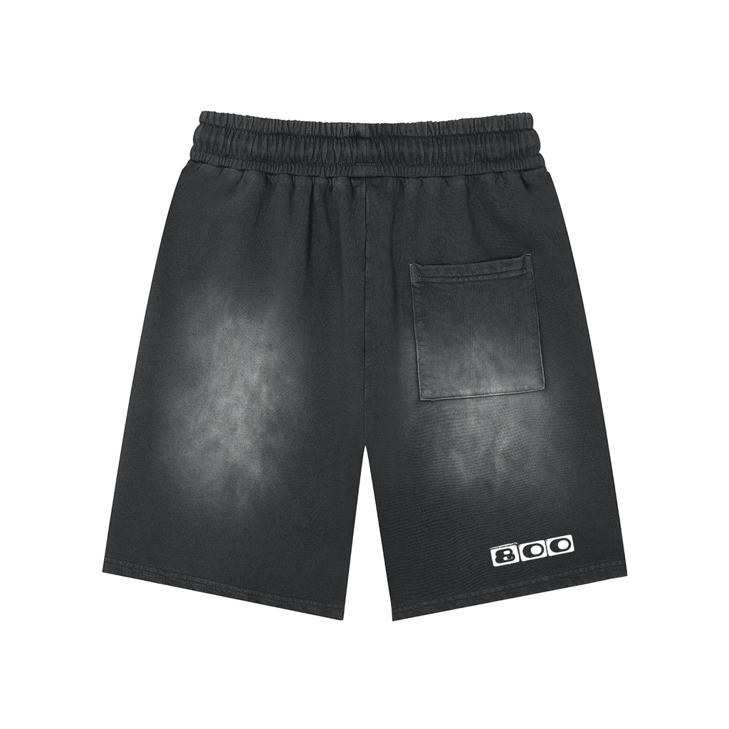 Rectangle Patch Monkey Washed Shorts