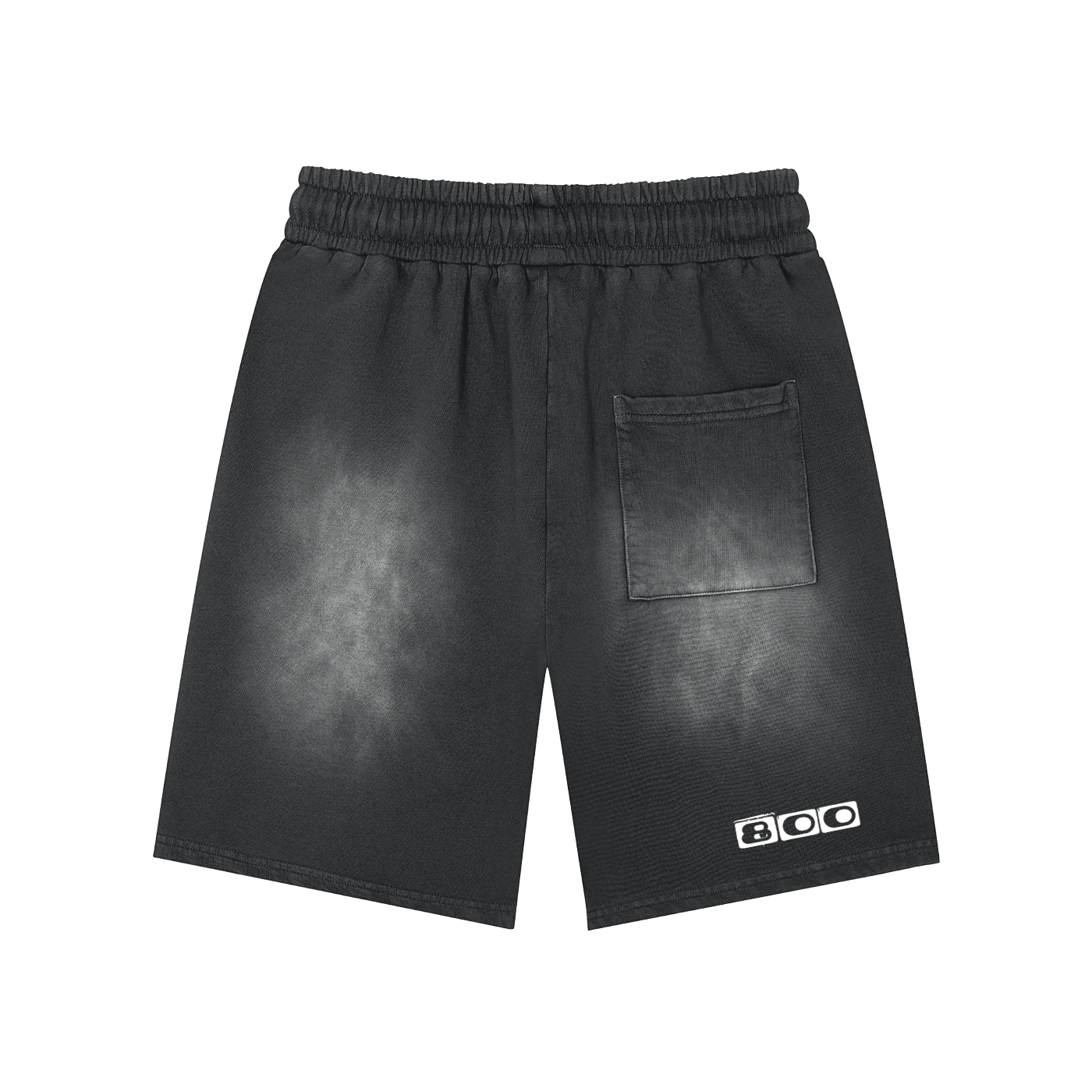 Rectangle Patch Monkey Washed Shorts