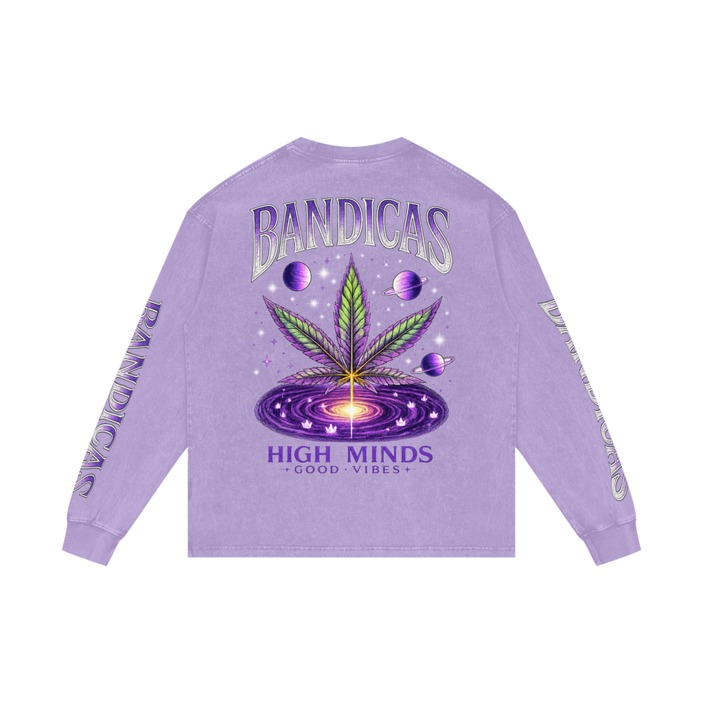 BANDICAS Acid Wash Oversize Long Sleeve T-Shirt