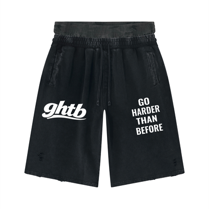 Unisex Vintage Wash Distressed Wide Leg Shorts