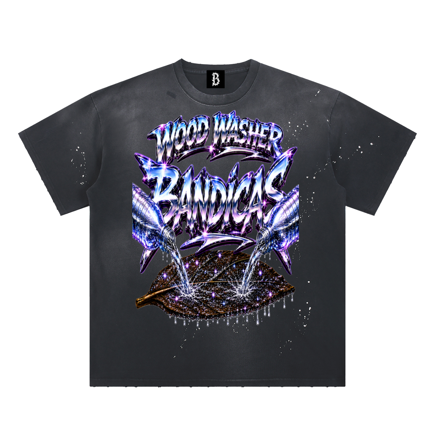Hand-Frayed Sunfade Paint Splatter T-Shirt