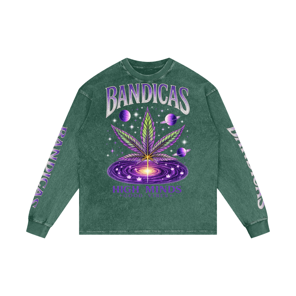 BANDICAS Acid Wash Oversize Long Sleeve T-Shirt