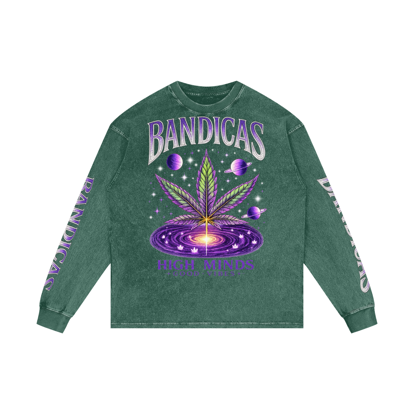 BANDICAS Acid Wash Oversize Long Sleeve T-Shirt