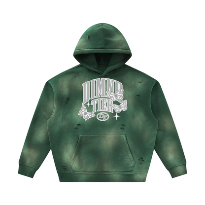 Unisex Sunfade Frayed Fleece Hoodie