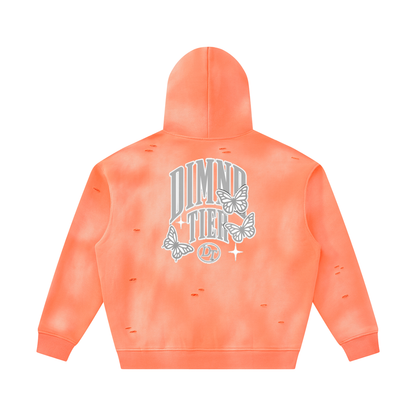 Unisex Sunfade Frayed Fleece Hoodie