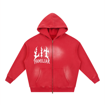 Sunfade Two-way Zipper Boxy Fleece Hoodie