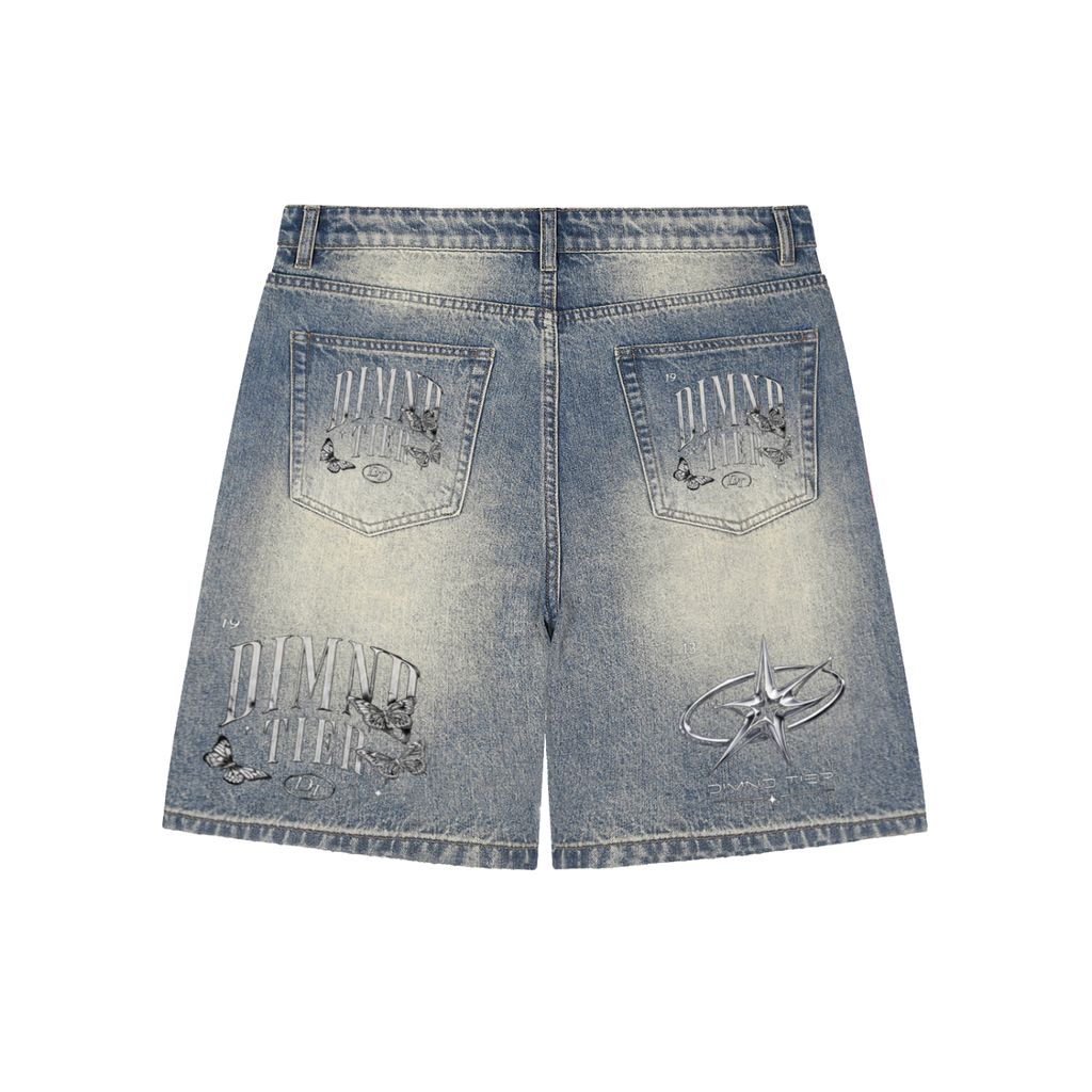 Faded Distressed Baggy Denim Shorts