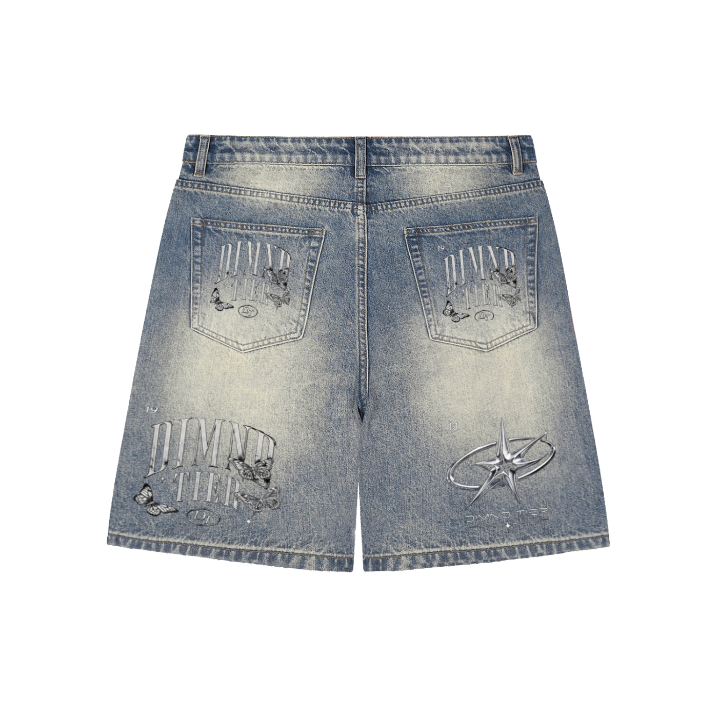 Faded Distressed Baggy Denim Shorts