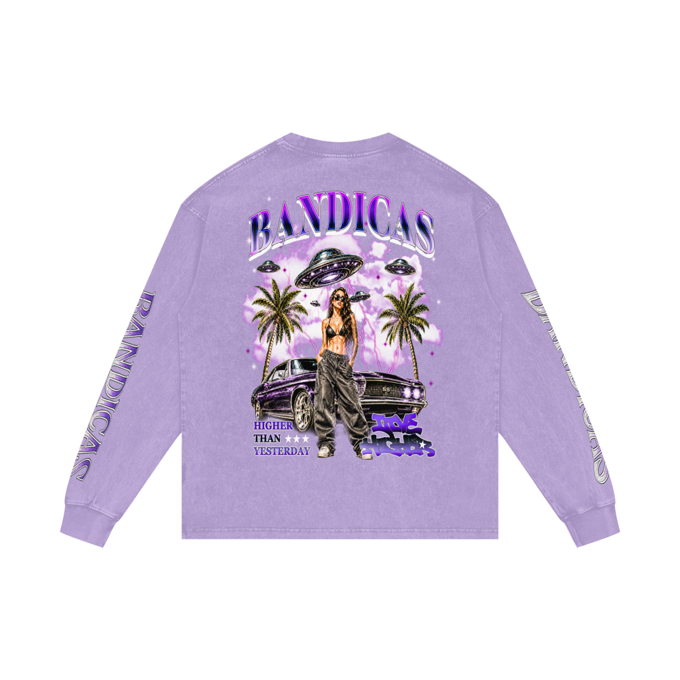 BANDICAS Acid Wash Oversize Long Sleeve T-Shirt