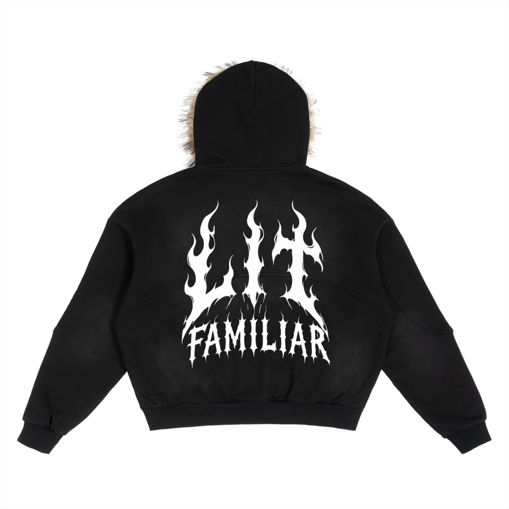 Sun Fade Boxy Detachable Fur Hoodie