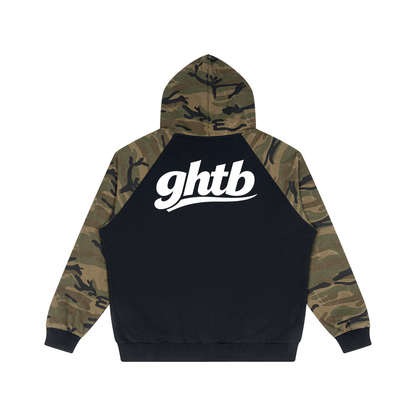 Unisex Camo-Splice Raglan Zip Hoodie