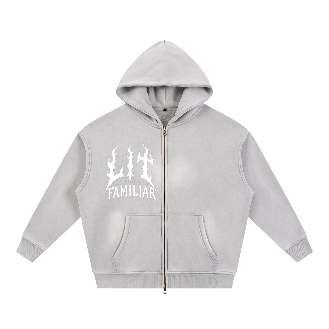 Sunfade Two-way Zipper Boxy Fleece Hoodie