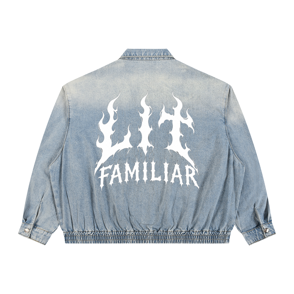 Unisex Vintage Wash Full-Zip Denim Jacket