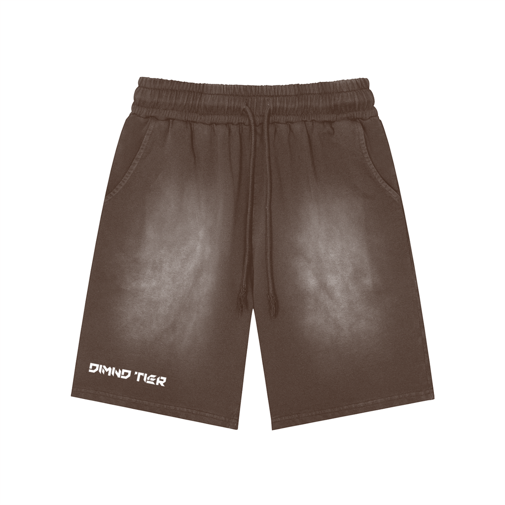 Rectangle Patch Monkey Washed Shorts