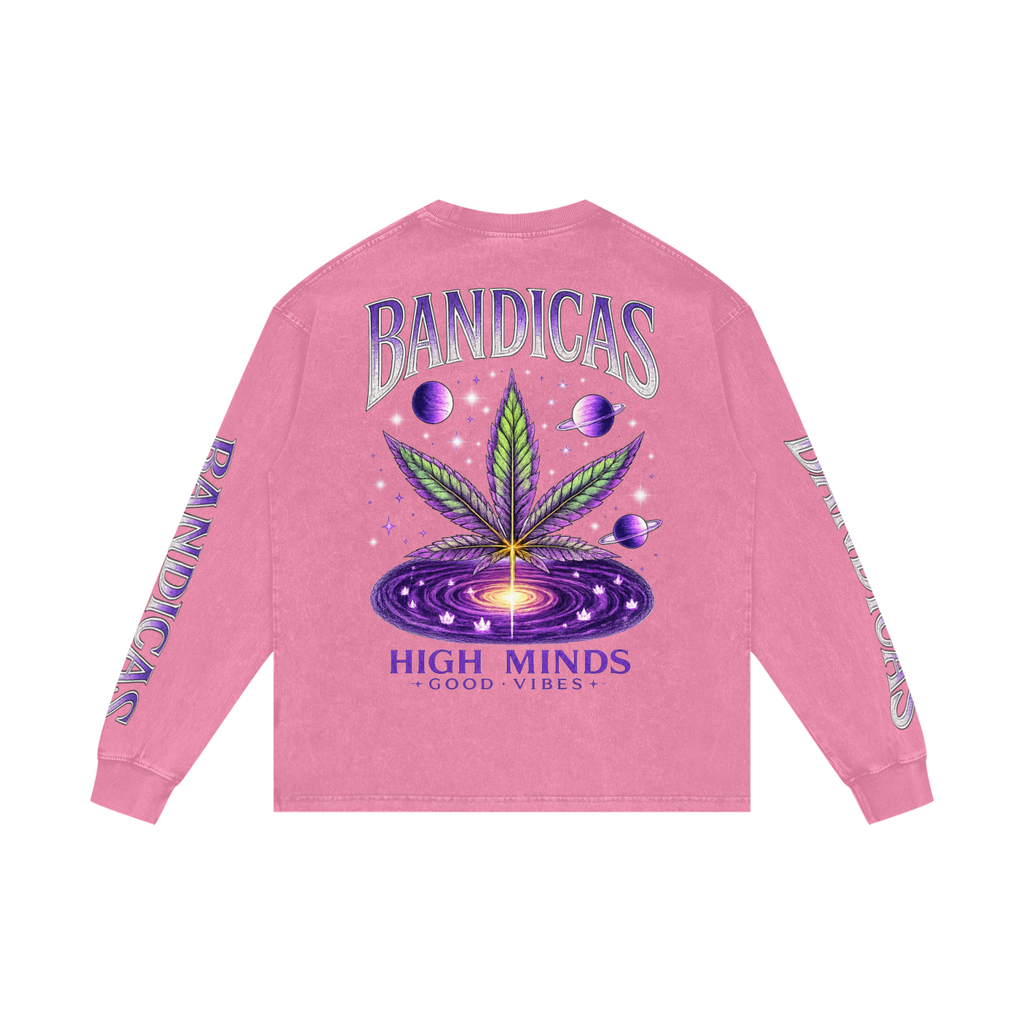 BANDICAS Acid Wash Oversize Long Sleeve T-Shirt