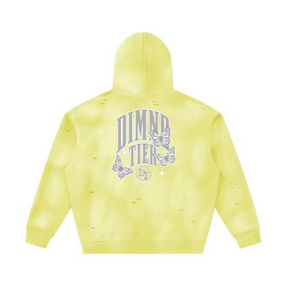 Unisex Sunfade Frayed Fleece Hoodie