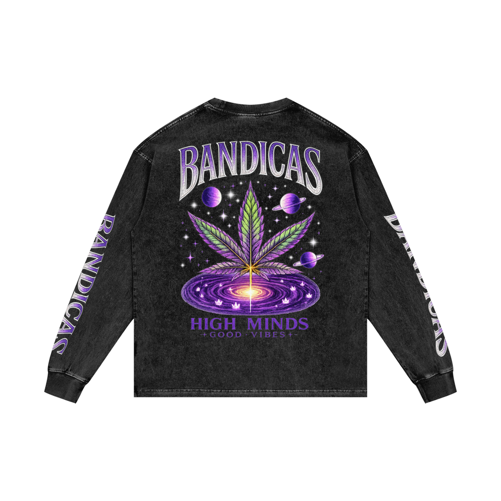BANDICAS Acid Wash Oversize Long Sleeve T-Shirt