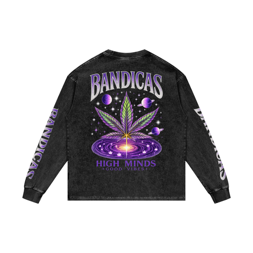 BANDICAS Acid Wash Oversize Long Sleeve T-Shirt