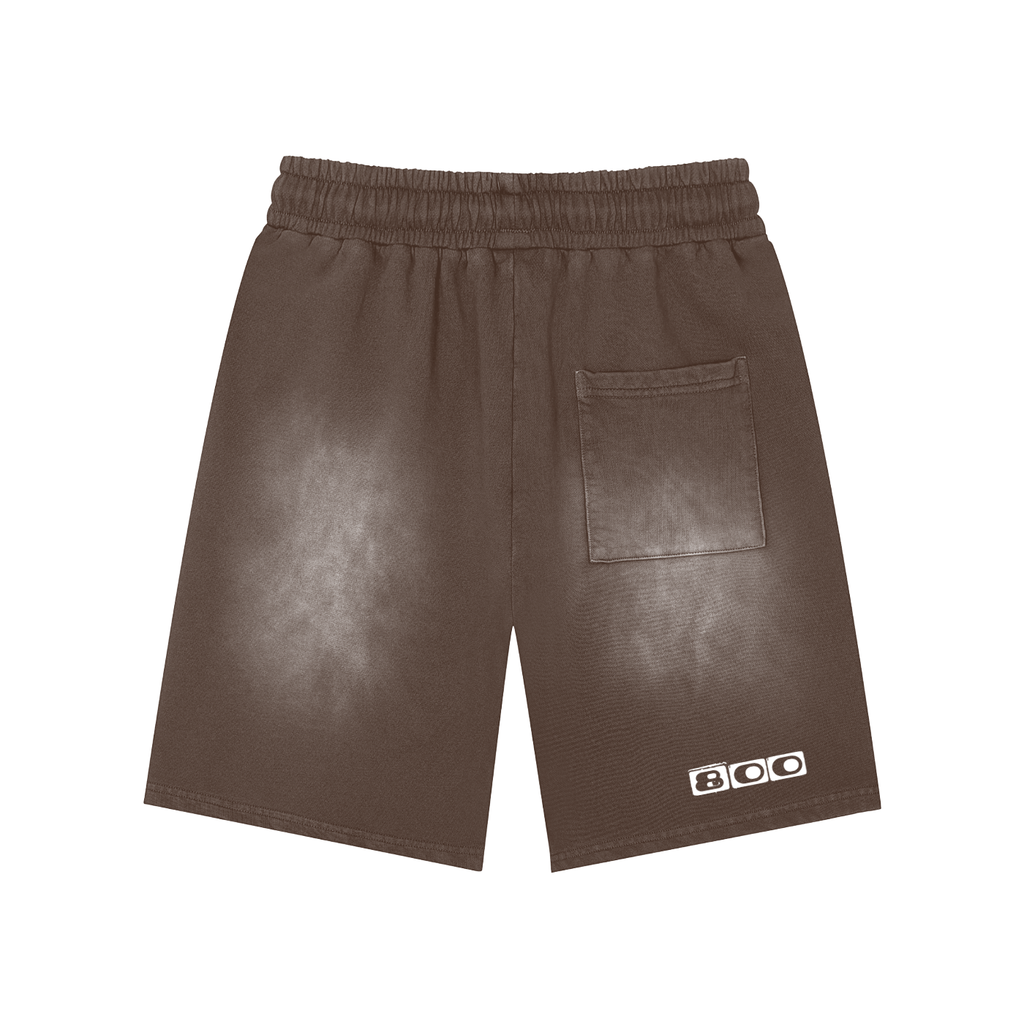 Rectangle Patch Monkey Washed Shorts
