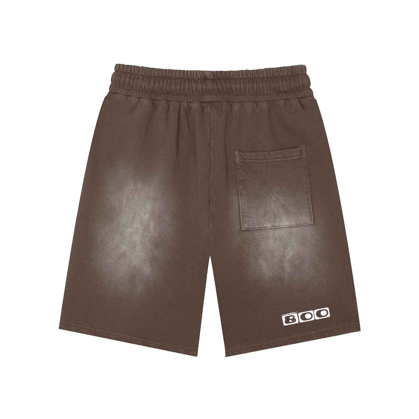 Rectangle Patch Monkey Washed Shorts