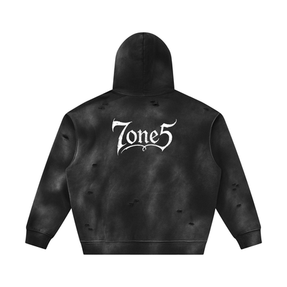 Unisex Sunfade Frayed Fleece Hoodie