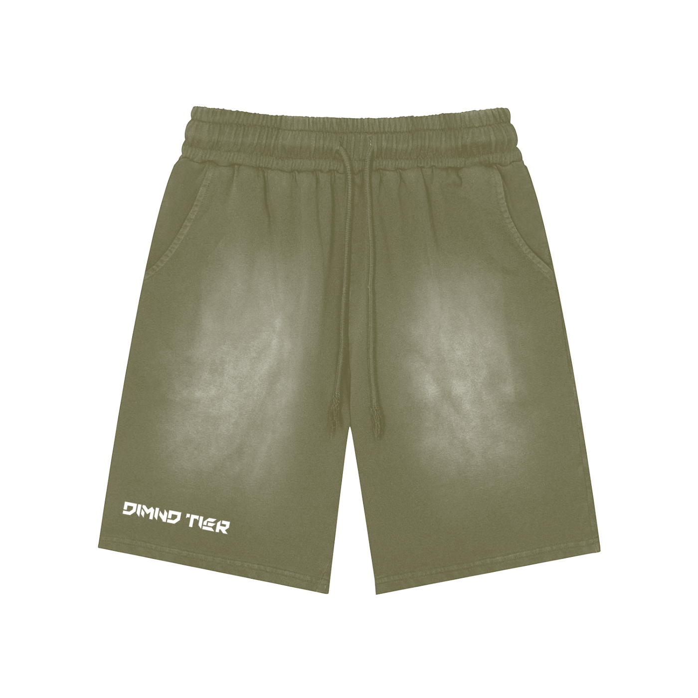 Rectangle Patch Monkey Washed Shorts
