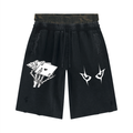 Unisex Vintage Wash Distressed Wide Leg Shorts