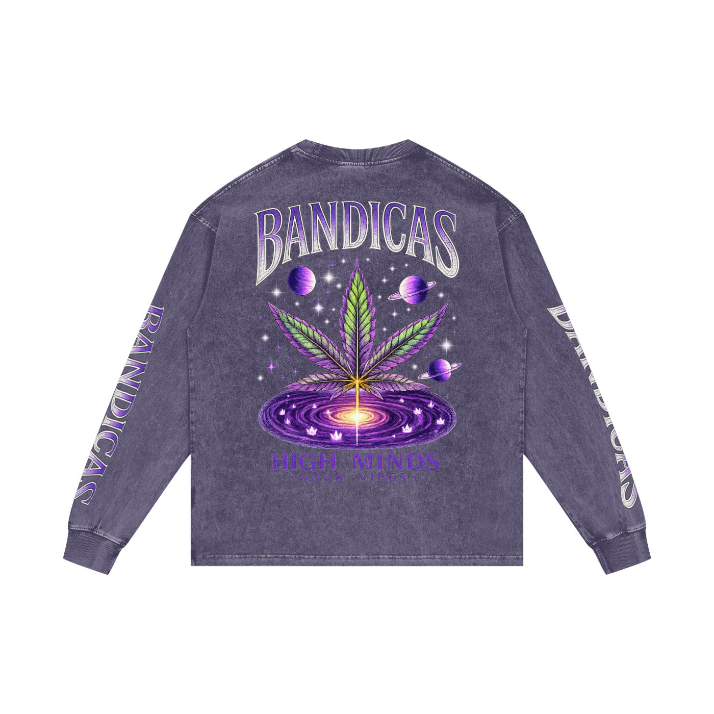 BANDICAS Acid Wash Oversize Long Sleeve T-Shirt