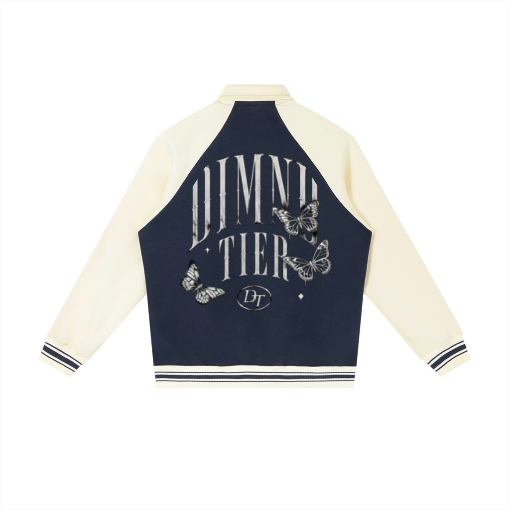 Contrast Raglan Sleeve Baseball Jacket
