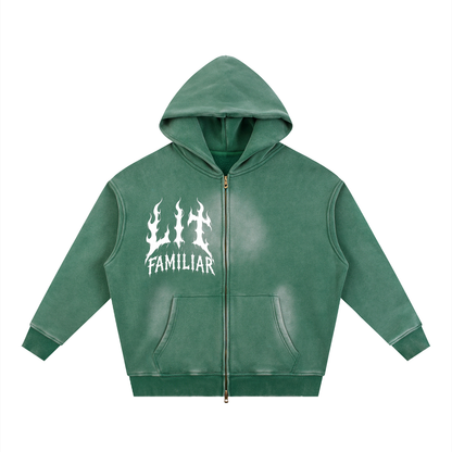 Sunfade Two-way Zipper Boxy Fleece Hoodie